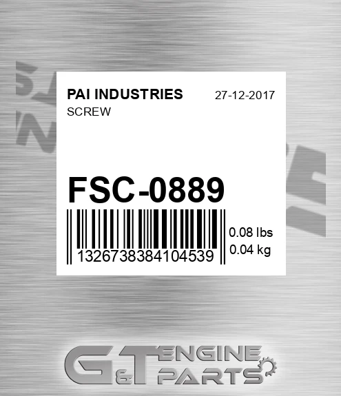 FSC-0889 Screw for PAI INDUSTRIES