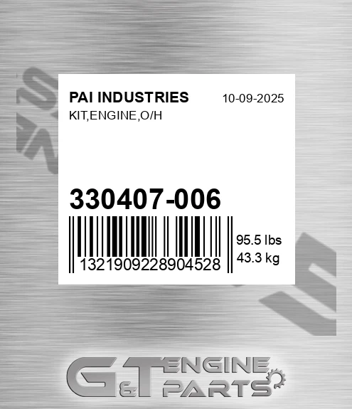 330407-006 Kit,engine,o/h for PAI INDUSTRIES