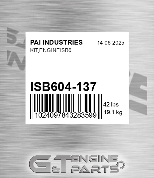 ISB604-137 Kit,engineisb6 for PAI INDUSTRIES