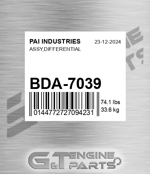 BDA-7039 Assy,differential for PAI INDUSTRIES