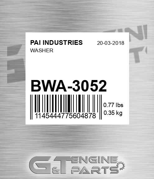 BWA-3052 Washer for PAI INDUSTRIES