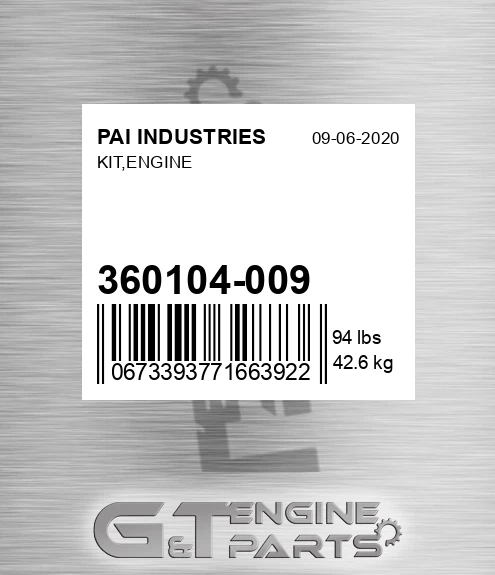 360104-009 Kit,engine
