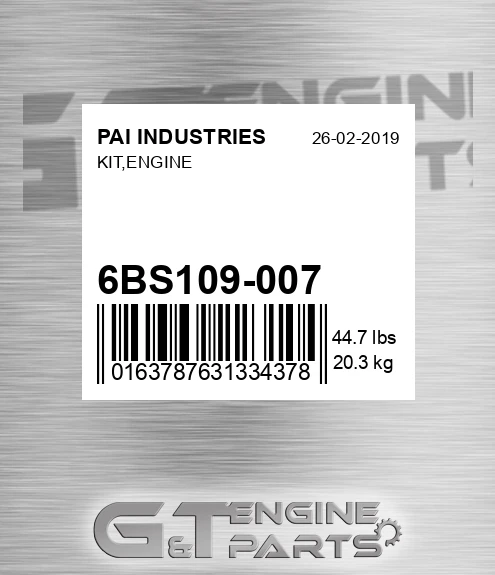 6BS109-007 Kit,engine for PAI INDUSTRIES