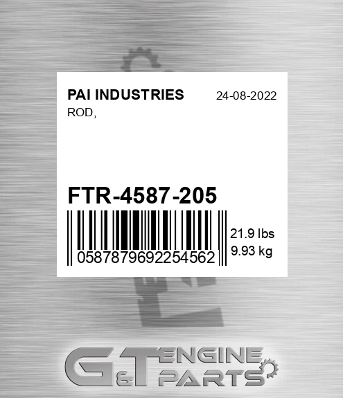 FTR-4587-205 Rod, for PAI INDUSTRIES