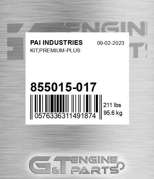 855015-017 Kit,premium-plus for PAI INDUSTRIES