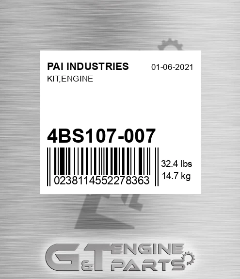 4BS107-007 Kit,engine for PAI INDUSTRIES