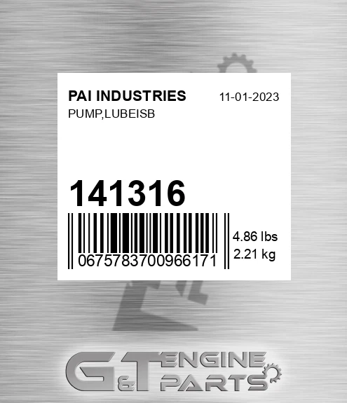 141316 Pump,lubeisb for PAI INDUSTRIES