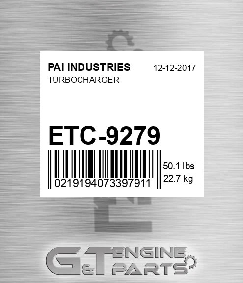 ETC-9279 Turbocharger for PAI INDUSTRIES
