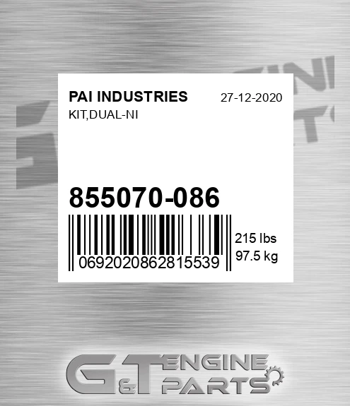 855070-086 Kit,dual-ni for PAI INDUSTRIES