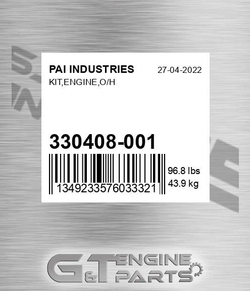 330408-001 Kit,engine,o/h for PAI INDUSTRIES