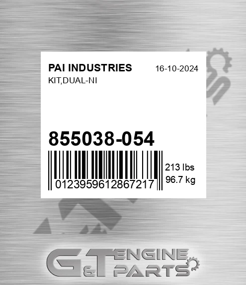 855038-054 Kit,dual-ni for PAI INDUSTRIES