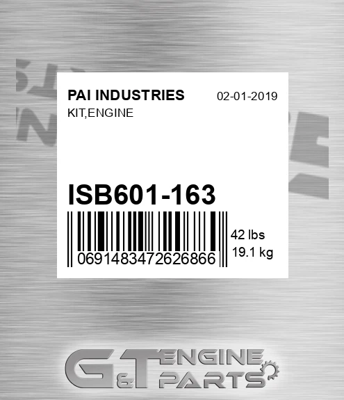 ISB601-163 Kit,engine for PAI INDUSTRIES