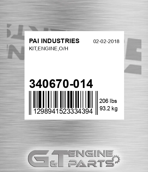 340670-014 Kit,engine,o/h for PAI INDUSTRIES