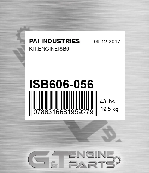ISB606-056 Kit,engineisb6 for PAI INDUSTRIES