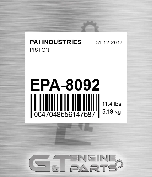 EPA-8092 Piston for PAI INDUSTRIES
