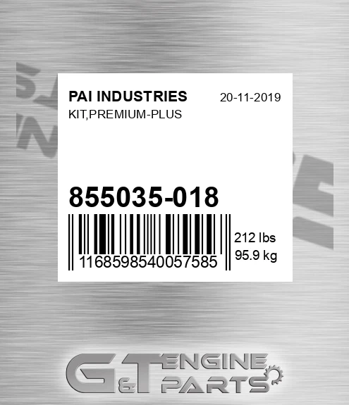 855035-018 Kit,premium-plus for PAI INDUSTRIES