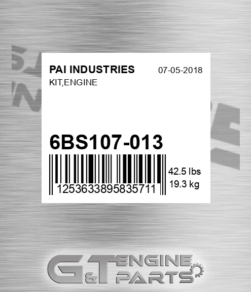 6BS107-013 Kit,engine for PAI INDUSTRIES