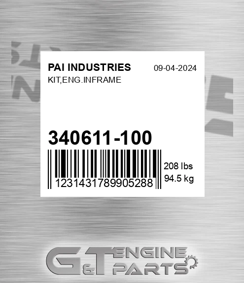 340611-100 Kit,eng.inframe for PAI INDUSTRIES