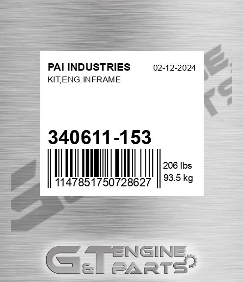 340611-153 Kit,eng.inframe for PAI INDUSTRIES