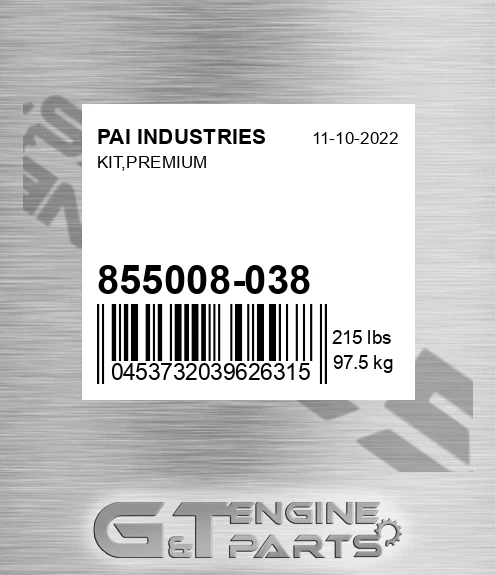 855008-038 Kit,premium for PAI INDUSTRIES