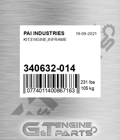 340632-014 Kit,engine,inframe for PAI INDUSTRIES