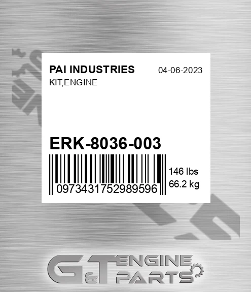 ERK-8036-003 Kit,engine for PAI INDUSTRIES