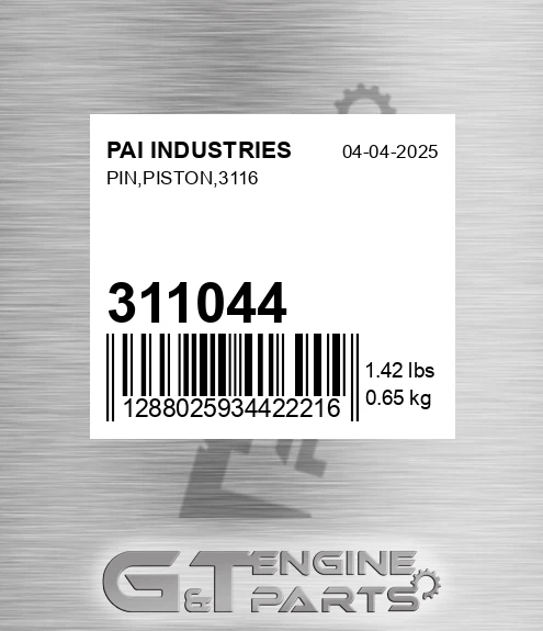 311044 Pin,piston,3116