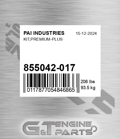 855042-017 Kit,premium-plus for PAI INDUSTRIES