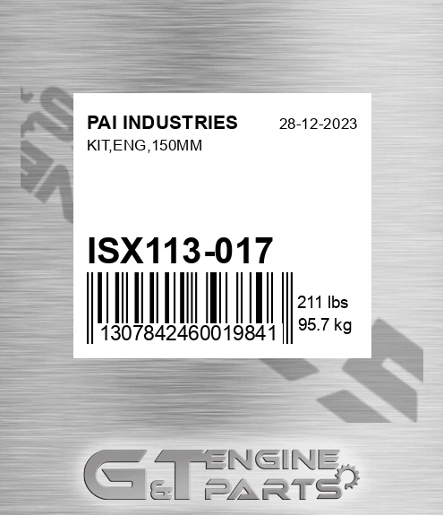 ISX113-017 Kit,eng,150mm for PAI INDUSTRIES