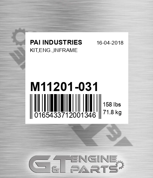 M11201-031 Kit,eng.,inframe for PAI INDUSTRIES