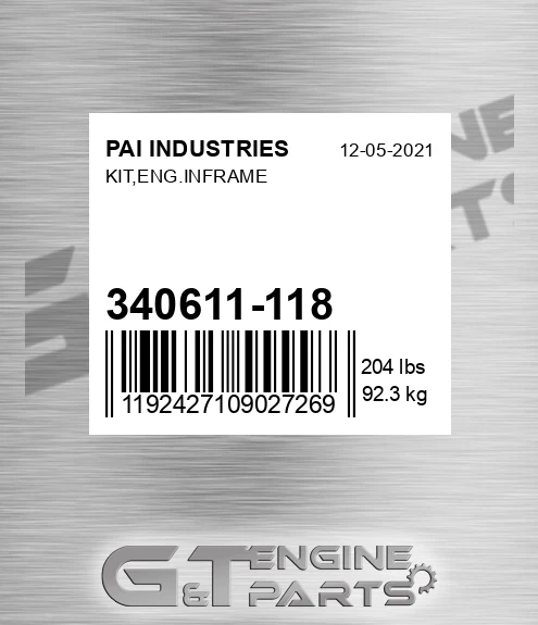 340611-118 Kit,eng.inframe for PAI INDUSTRIES