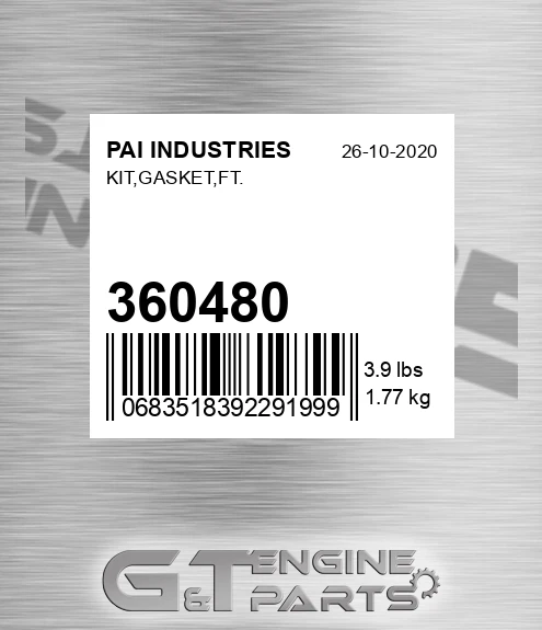 360480 Kit,gasket,ft. for PAI INDUSTRIES