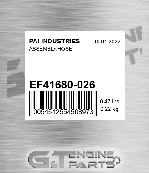 EF41680-026 Assembly,hose for PAI INDUSTRIES