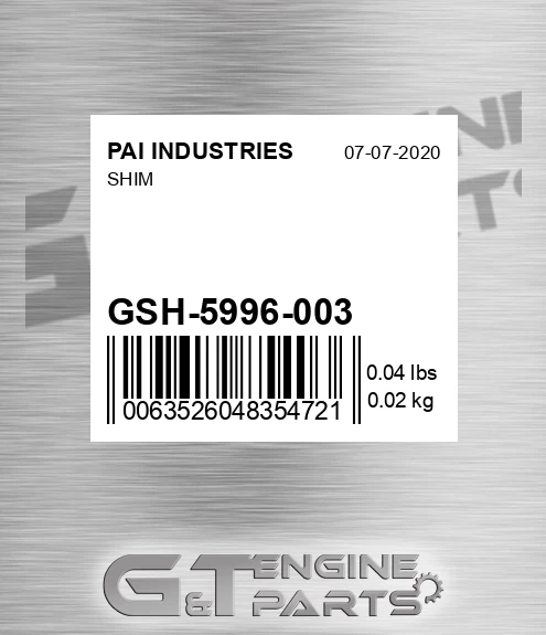 GSH-5996-003 Shim