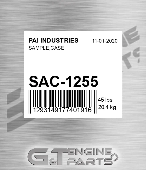 SAC-1255 Sample,case for PAI INDUSTRIES