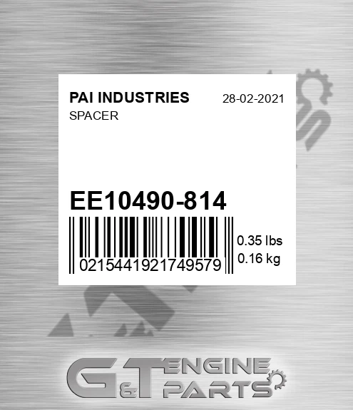 EE10490-814 Spacer for PAI INDUSTRIES