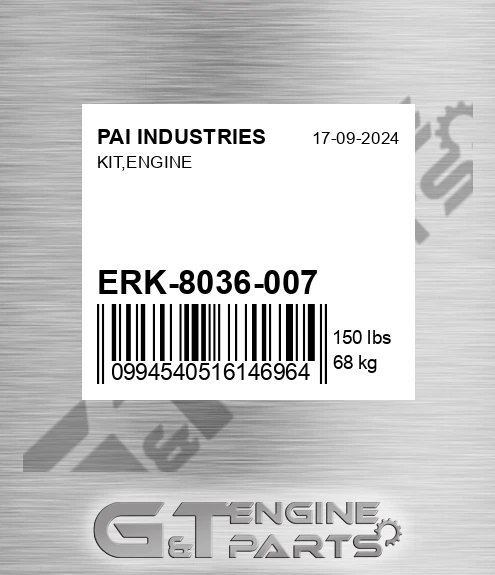 ERK-8036-007 Kit,engine for PAI INDUSTRIES
