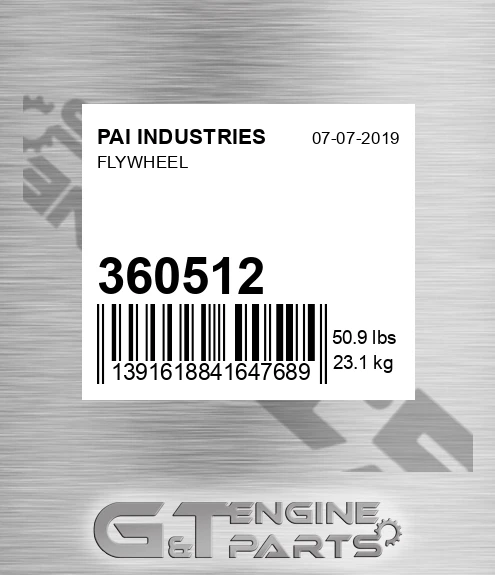 360512 Flywheel for PAI INDUSTRIES