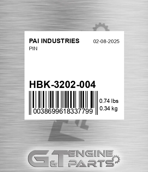 HBK-3202-004 Pin for PAI INDUSTRIES