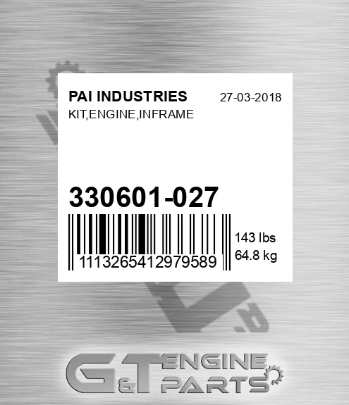 330601-027 Kit,engine,inframe for PAI INDUSTRIES