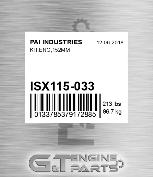 ISX115-033 Kit,eng,152mm