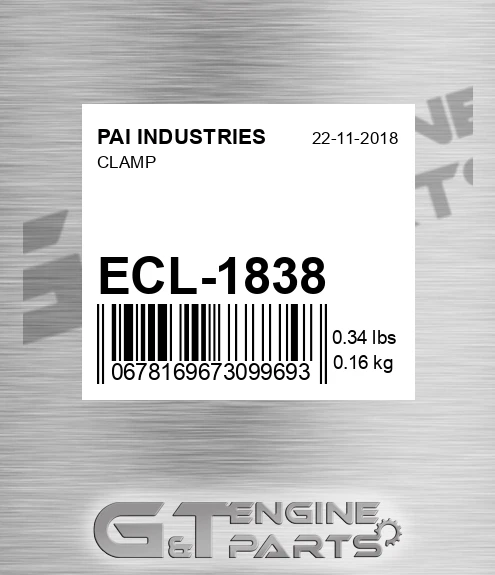 ECL-1838 Clamp for PAI INDUSTRIES