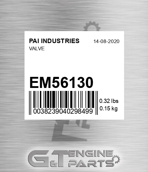 EM56130 Valve for PAI INDUSTRIES