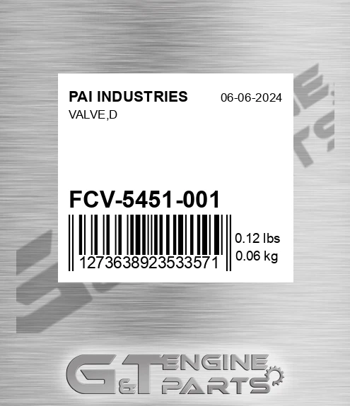FCV-5451-001 Valve,d