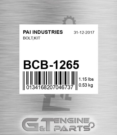BCB-1265 Bolt,kit