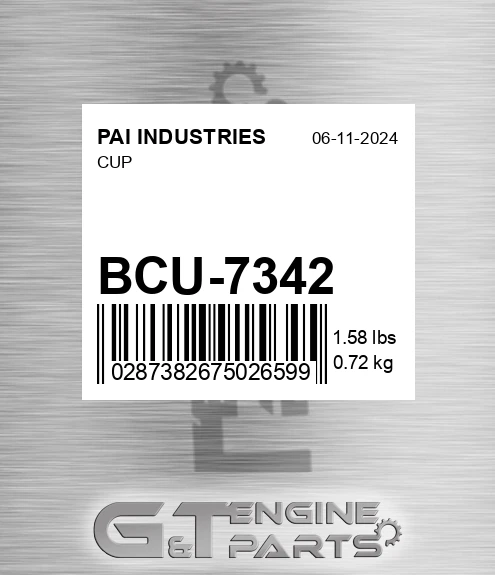 BCU-7342 Cup for PAI INDUSTRIES