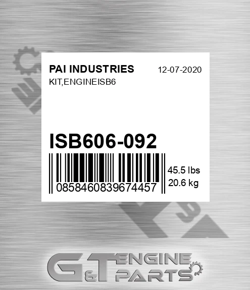 ISB606-092 Kit,engineisb6 for PAI INDUSTRIES