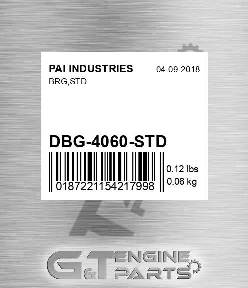 DBG-4060-STD Brg,std for PAI INDUSTRIES