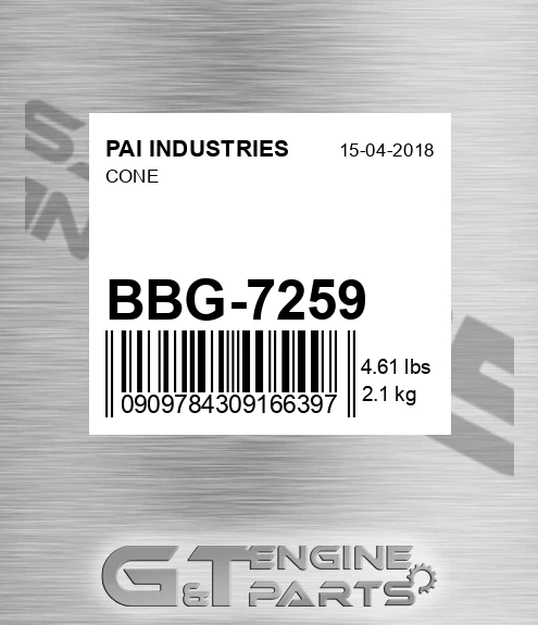 BBG-7259 Cone for PAI INDUSTRIES