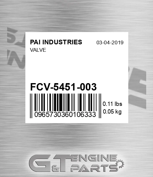 FCV-5451-003 Valve